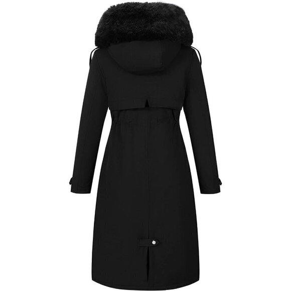 Risissida Women Puffer Coat/parka With Long Fur Collar Hooded Winter Fashion - Picture 2 of 6